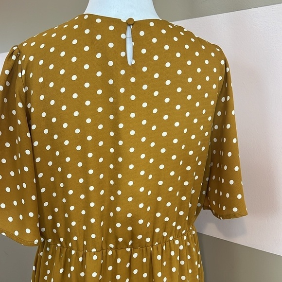 Mustard Polka Dot Flowy Accent Nursing Dress - Picture 4 of 10